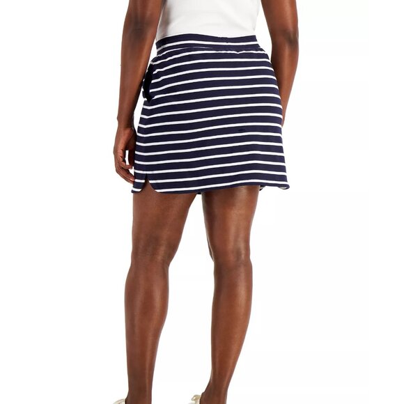 Karen Scott Women's Striped Pull-On Skort, Navy Blue and White, XS - Picture 3 of 5